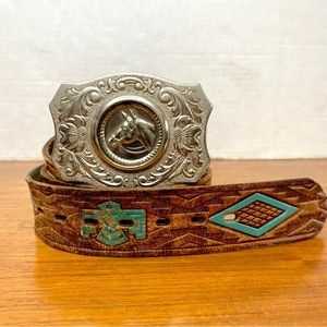 VTG Chambers Belt Co. Leather Belt Swivel Horse Head